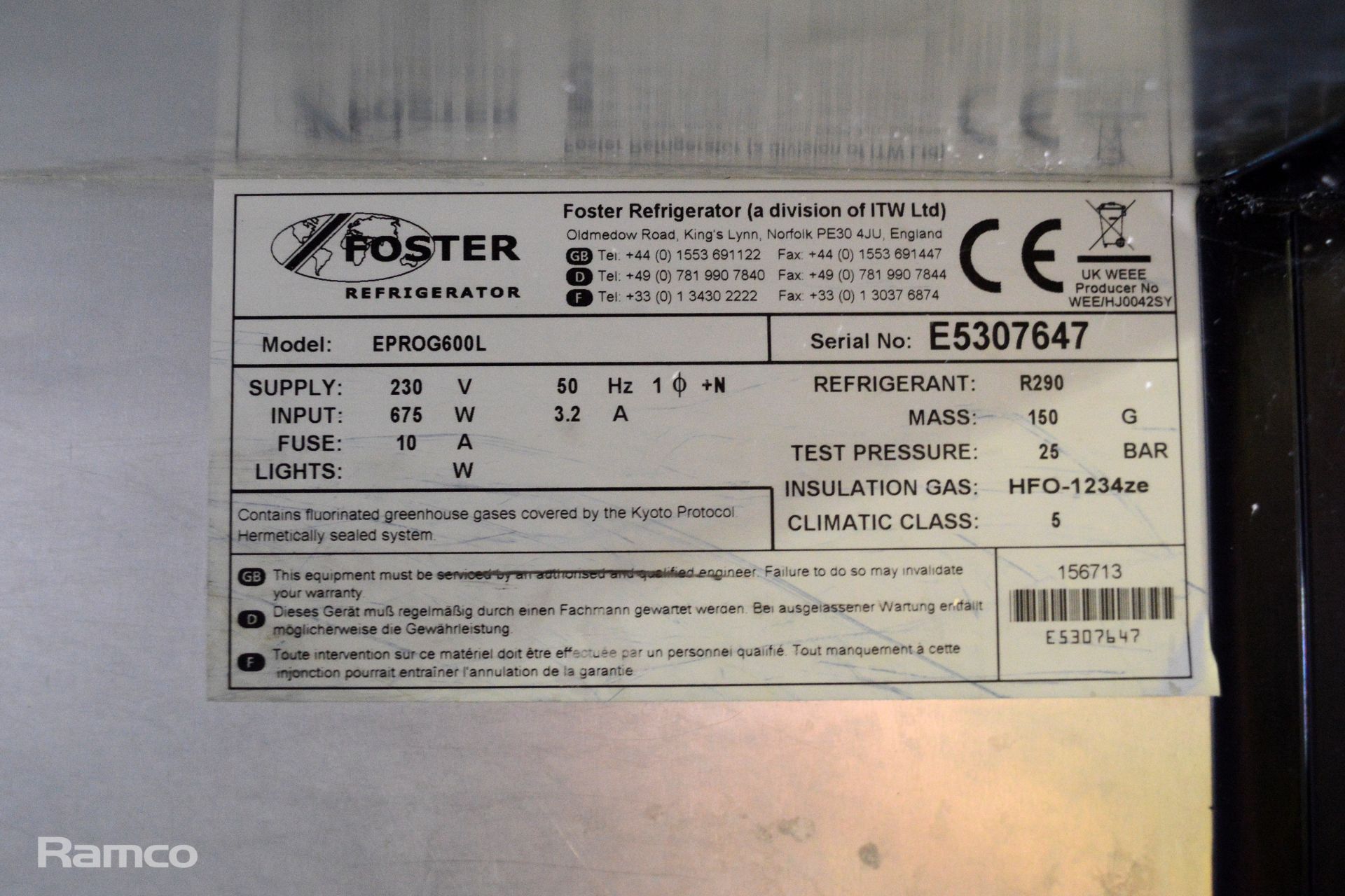 Foster EPROG600L Upright Freezer 70x80x210cm - Image 3 of 7