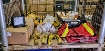 Assorted Rescue equipment - throw lines, goggles, covers, Foam liquid