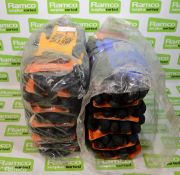 12 pairs Green Jem Arctic Polar ORANGE workwear gloves, 12 pairs Green Jem Medium BLUE workwear glov