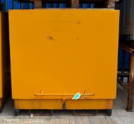 Yellow 4 Drum Storage Unit with Lift Up Lid - 300L Sump and 1500 kg Load Capacity - 146x155x149cm