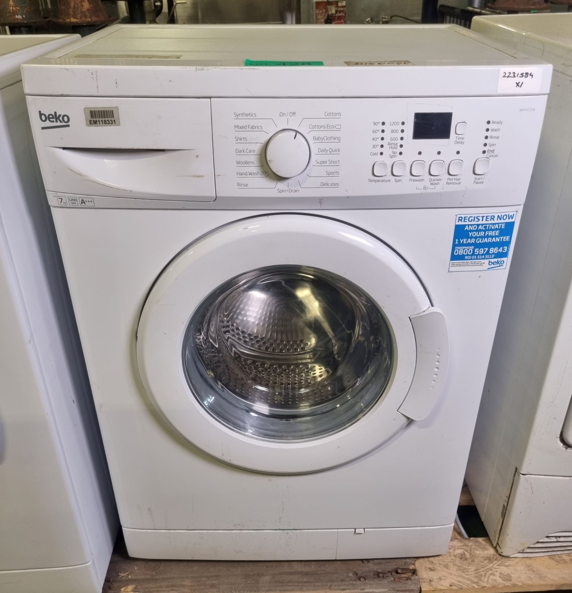 Beko WM74125W Washing machine 250V L60 x W52 x H84Cm - Image 2 of 4