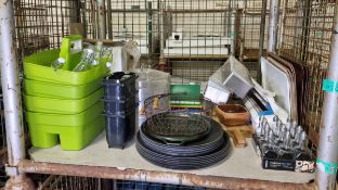 Stillage of kitchenware incl. serving trays and storage tubs