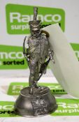 English pewter engraved military figure