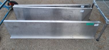 3x Wall mountable stainless steel shelves - 1200 x 300mm (missing hinges)