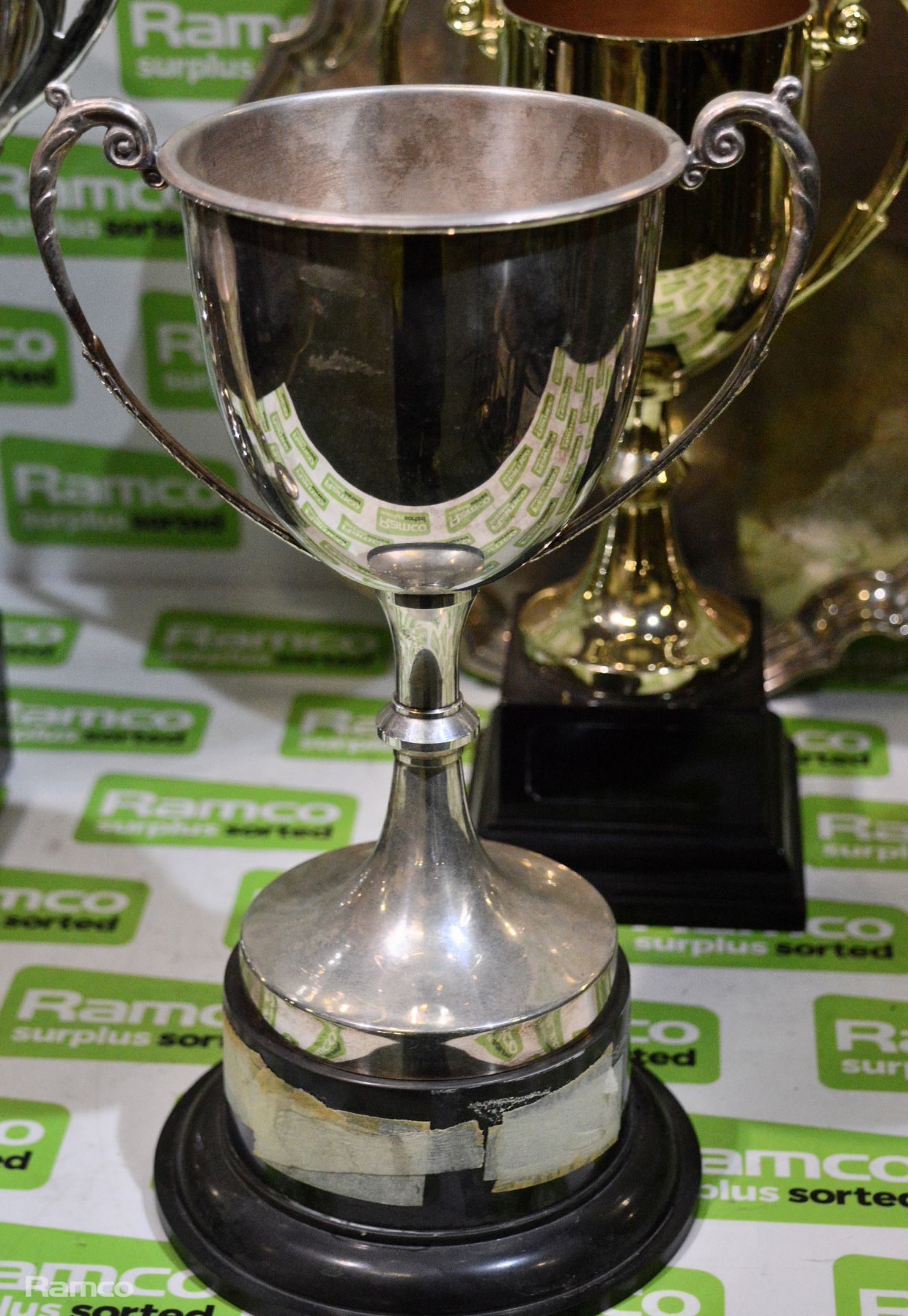 Box of assorted engraved trophies, cups and plates - Image 5 of 12