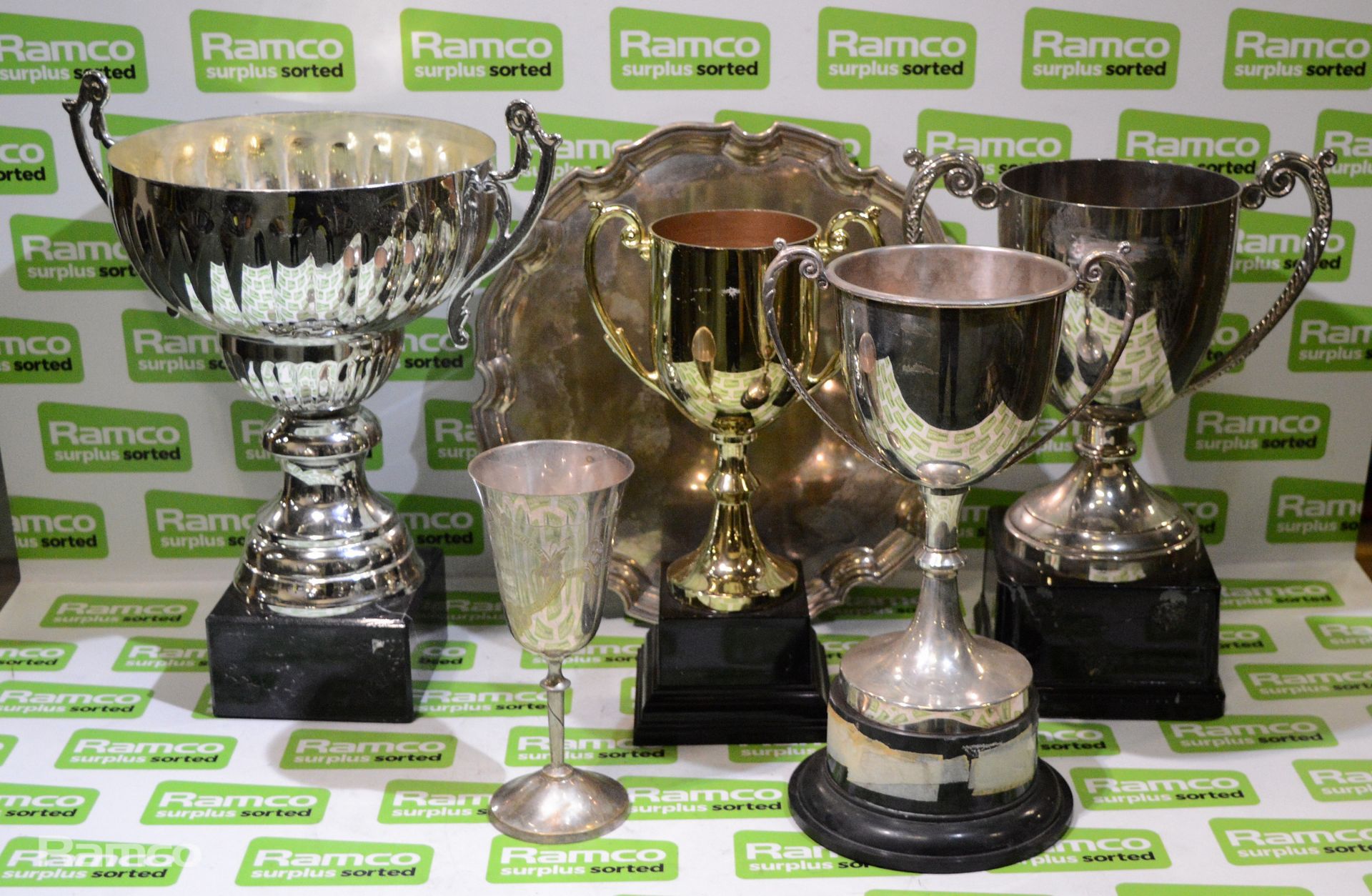 Box of assorted engraved trophies, cups and plates - Image 2 of 12