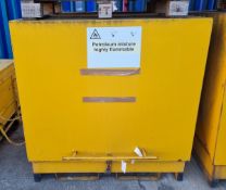 Yellow 4 Drum Storage Unit with Lift Up Lid - 300L Sump and 1500 kg Load Capacity - 146x155x149cm