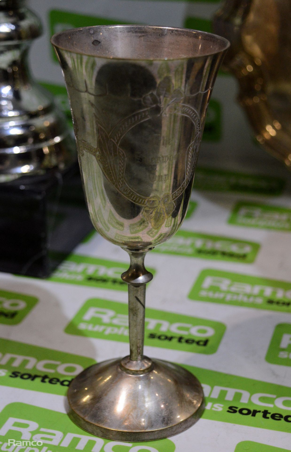 Box of assorted engraved trophies, cups and plates - Image 4 of 12