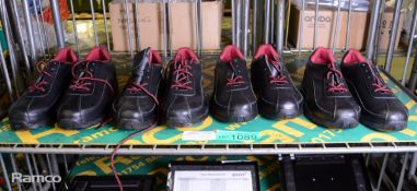 4 pairs of black safety shoes size - 1x7, 1x6, 2x5