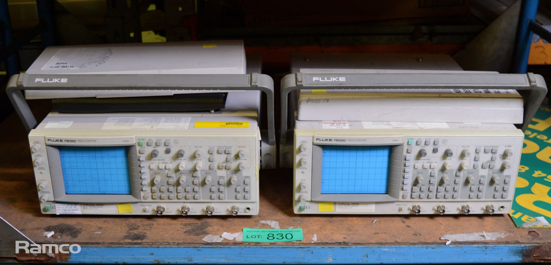 2x Fluke PM3082 100MHz Oscilloscopes - AS SPARES OR REPAIRS