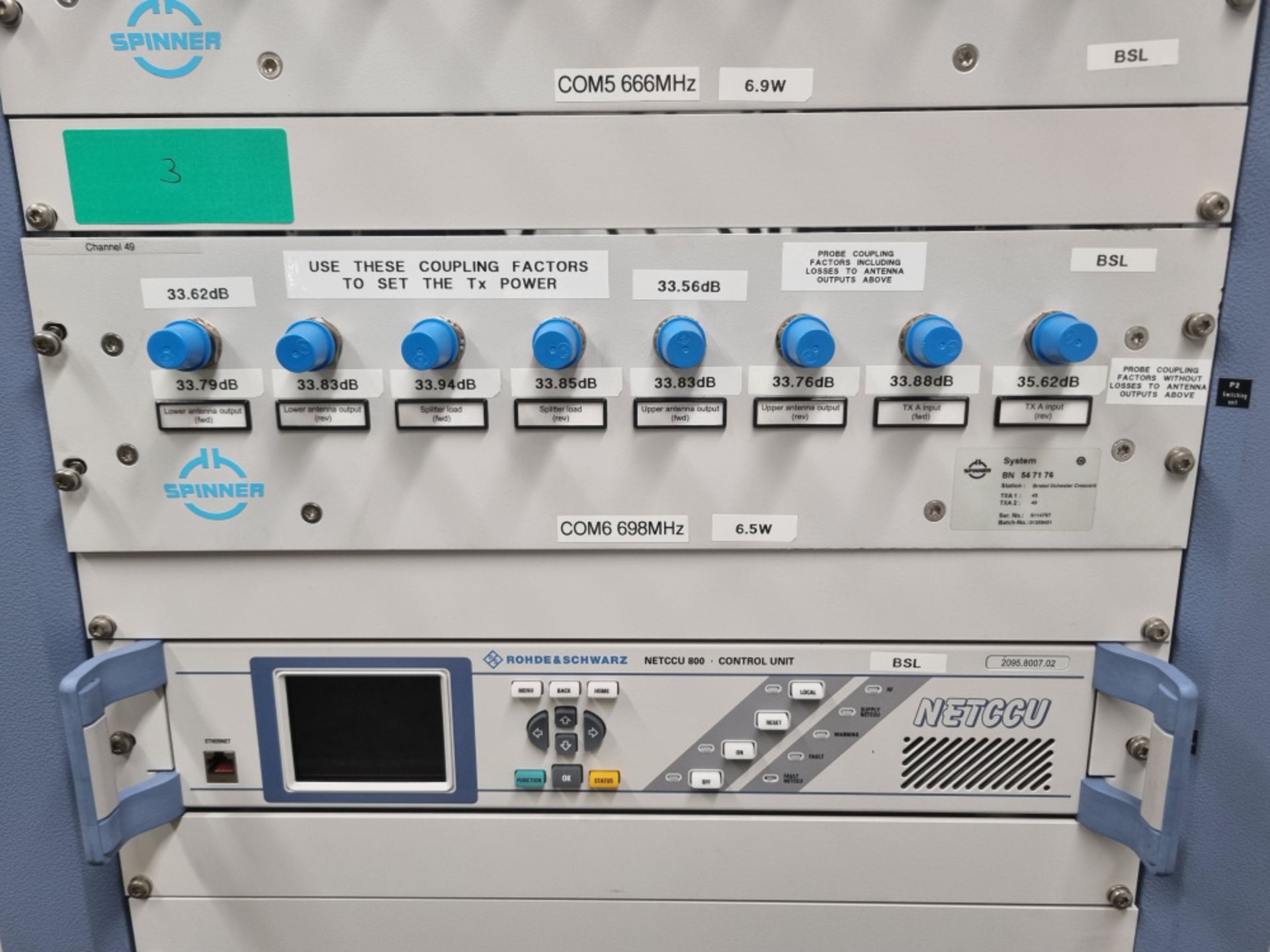 Rohde & Schwarz Racking Tower (KG800N) with 2x Spinner Switching units, Rohde & Schwarz NETCCU 800 - Image 5 of 24