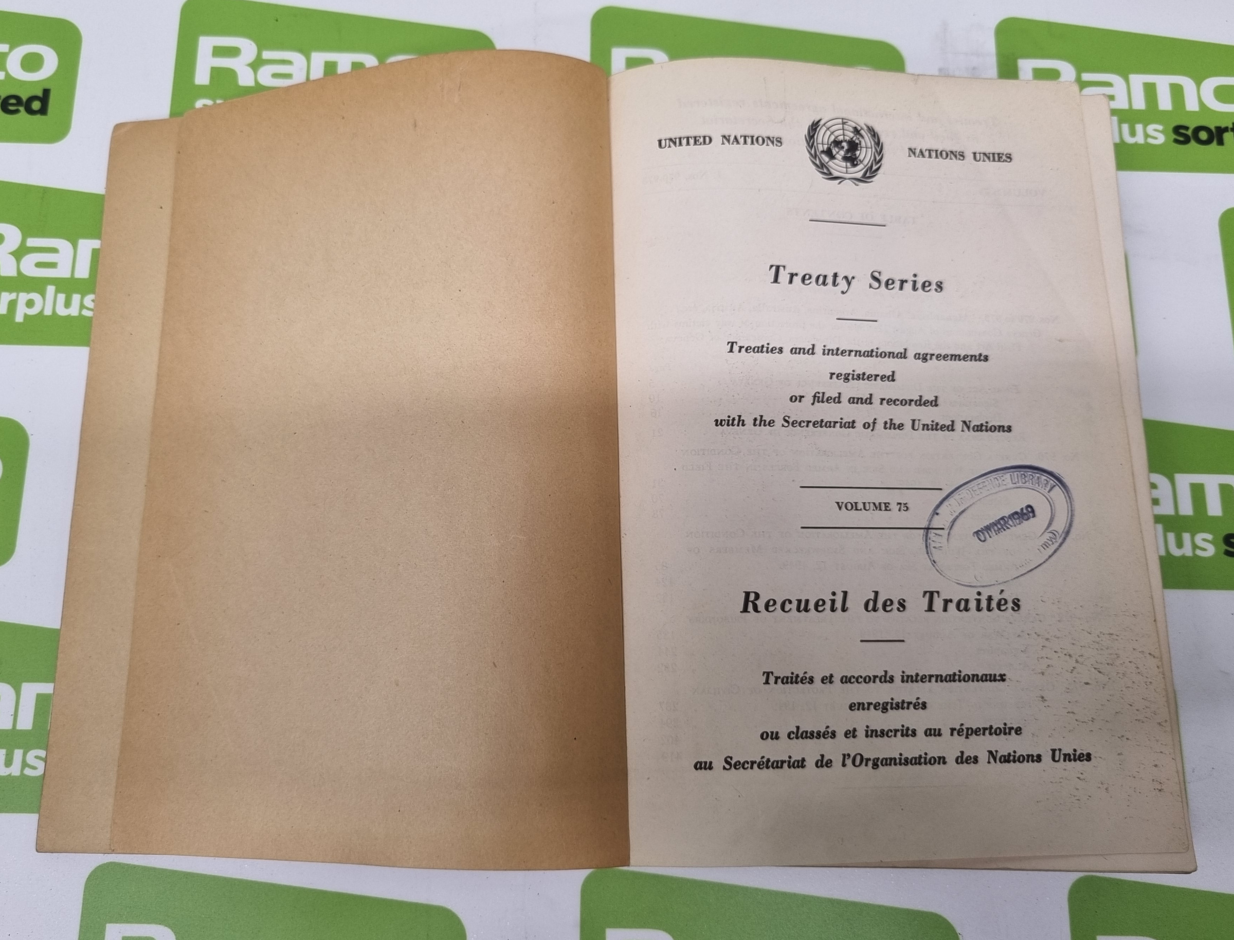 United Nations Treaty Series Volumes 71-80 - Published 1950/1951 - Ex-War Office Library Books - Image 11 of 22
