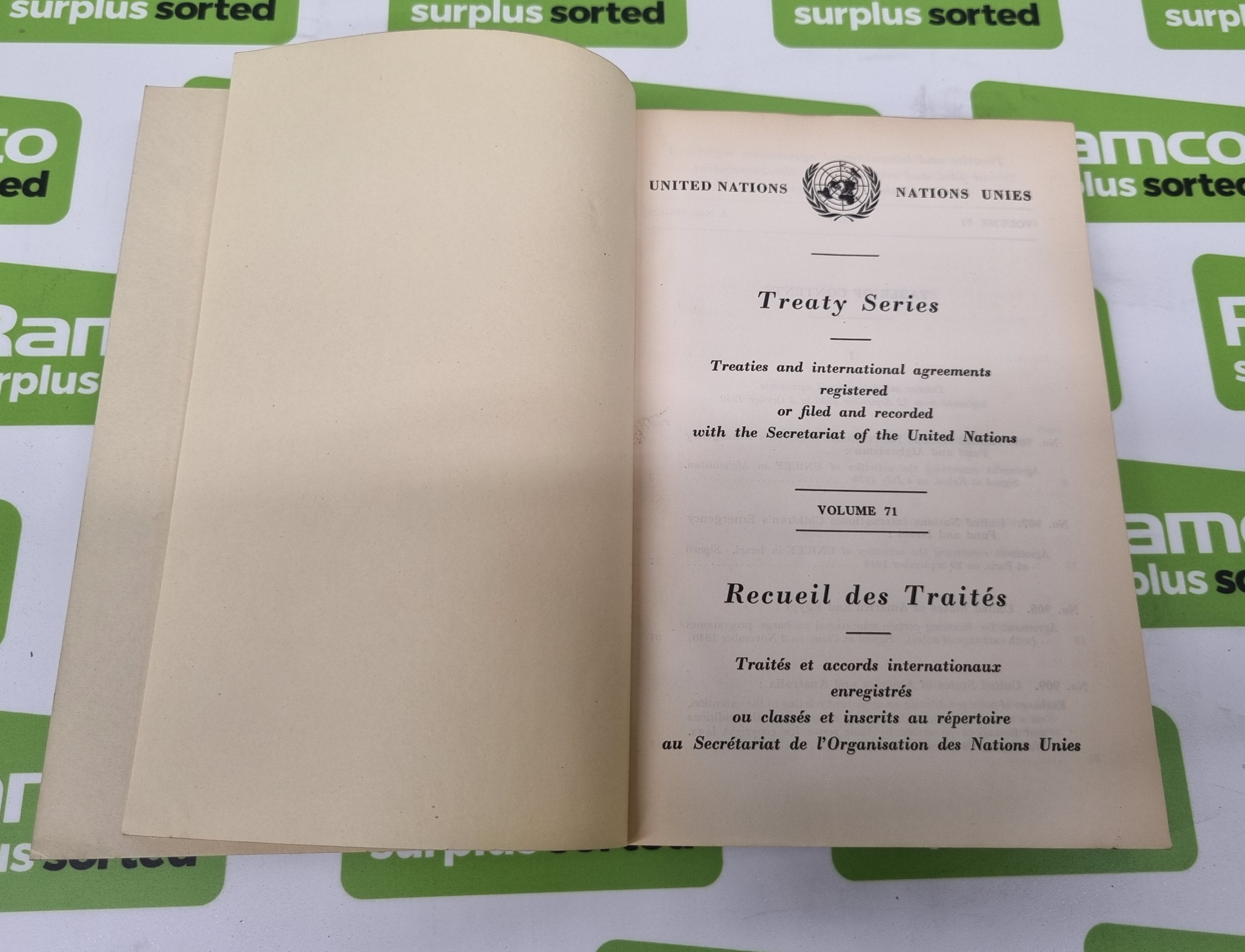 United Nations Treaty Series Volumes 71-80 - Published 1950/1951 - Ex-War Office Library Books - Image 3 of 22