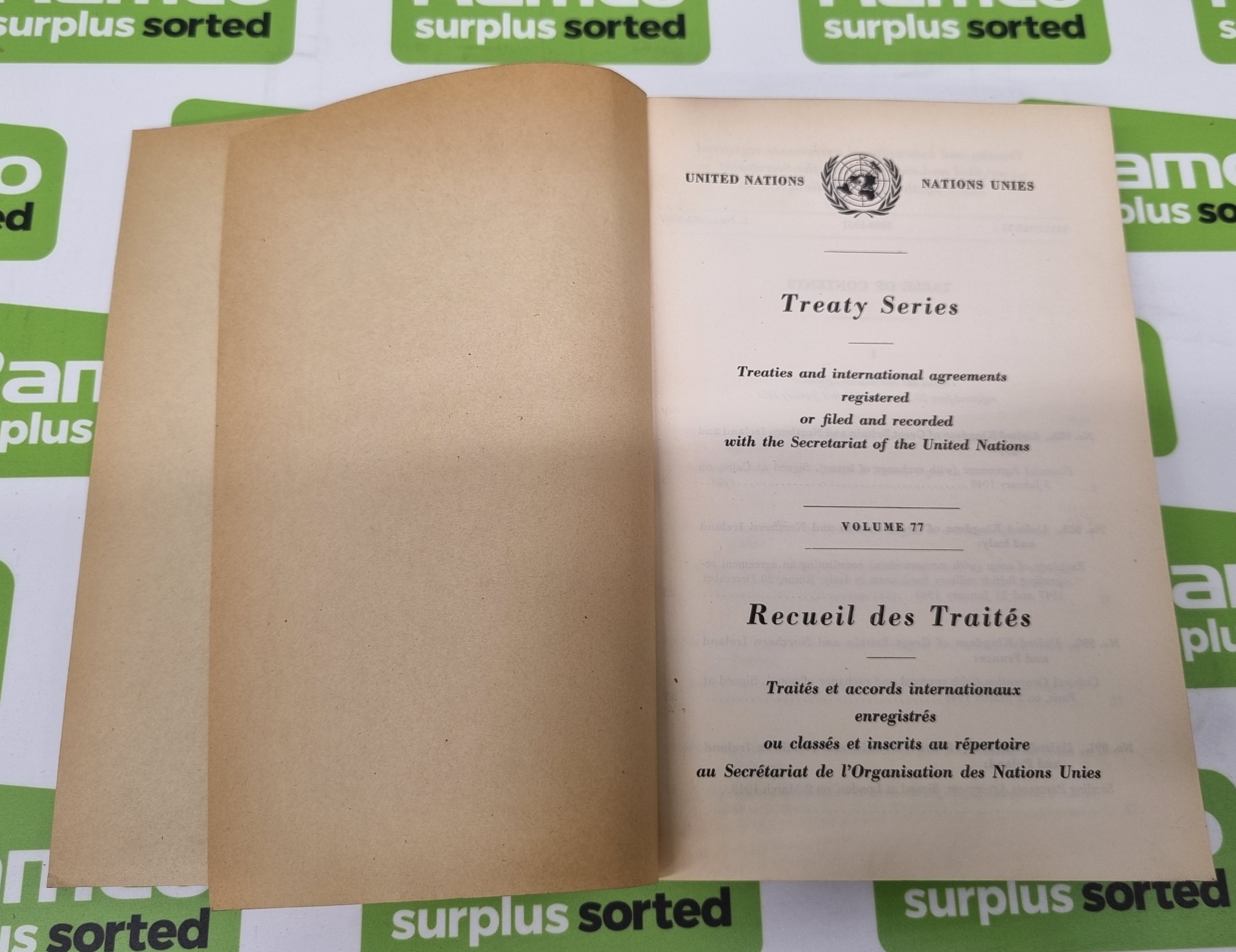 United Nations Treaty Series Volumes 71-80 - Published 1950/1951 - Ex-War Office Library Books - Image 15 of 22