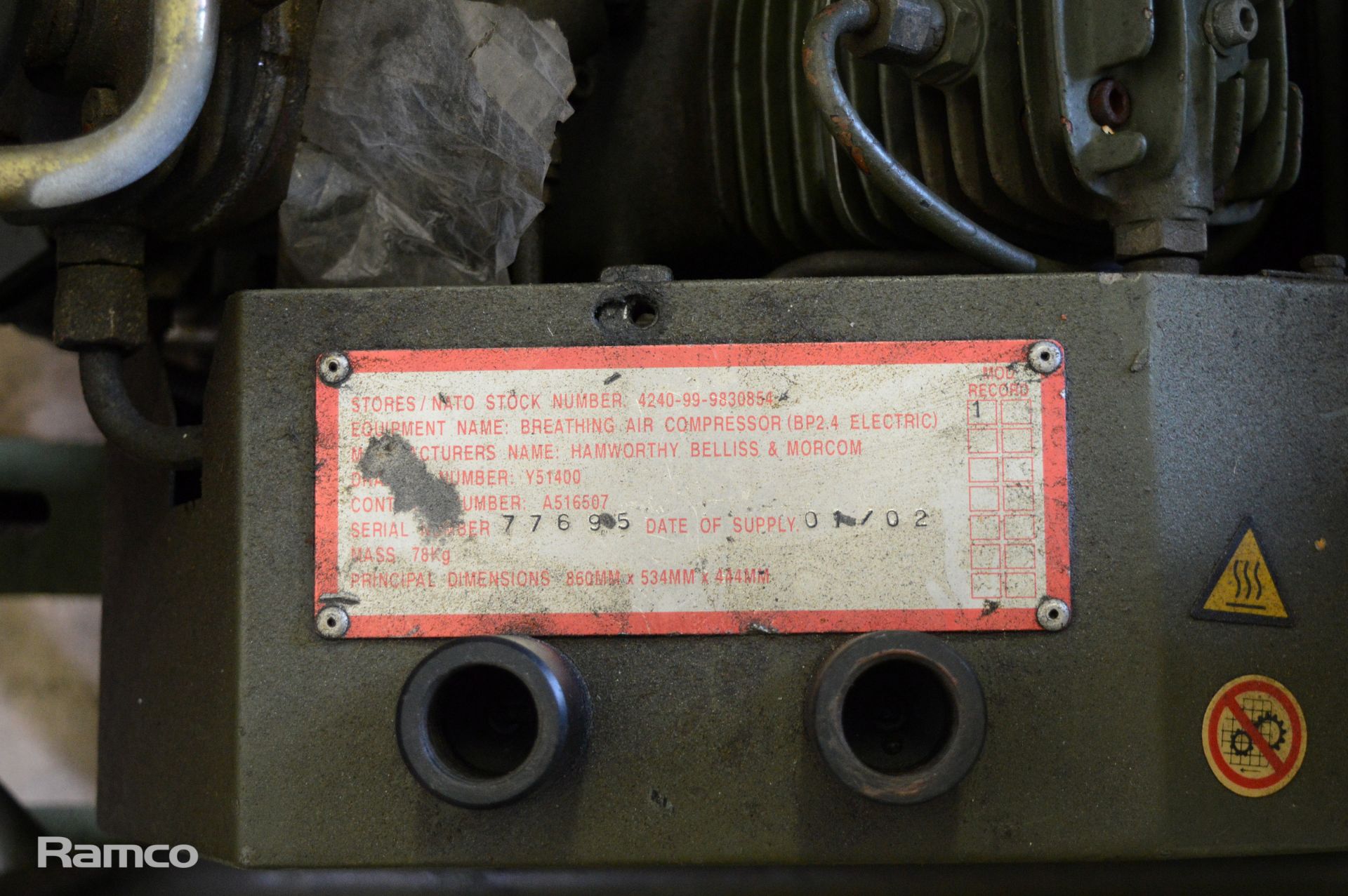 Hamworthy Belliss & Morcom breathing air compressor - Image 8 of 8