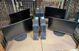 4x Lenovo Thinkcentre Computer base stations & Monitors