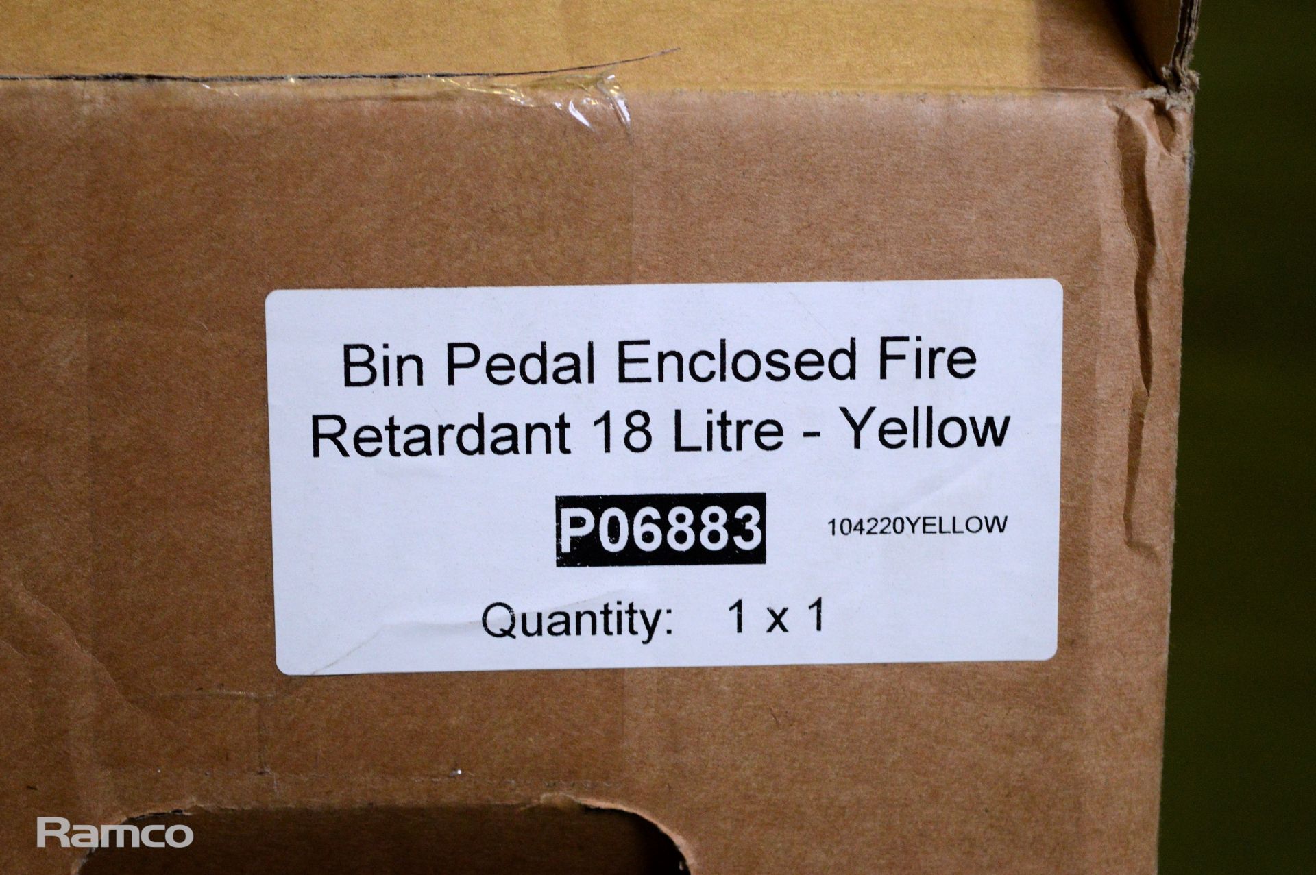 Wybone yellow metal fire retardant bin 18 ltr - Image 2 of 2