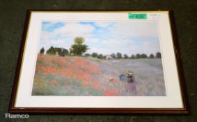 Claude Monet Poppies Art Print in Wooden Frame - Frame Size: 72x58cm