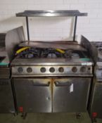 Falcon G3101 six burner gas oven with hood and casters