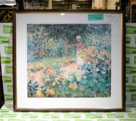 Claude Monet - Garden at Giverny - Art Print in Wooden Frame - Frame Size: 64x58cm