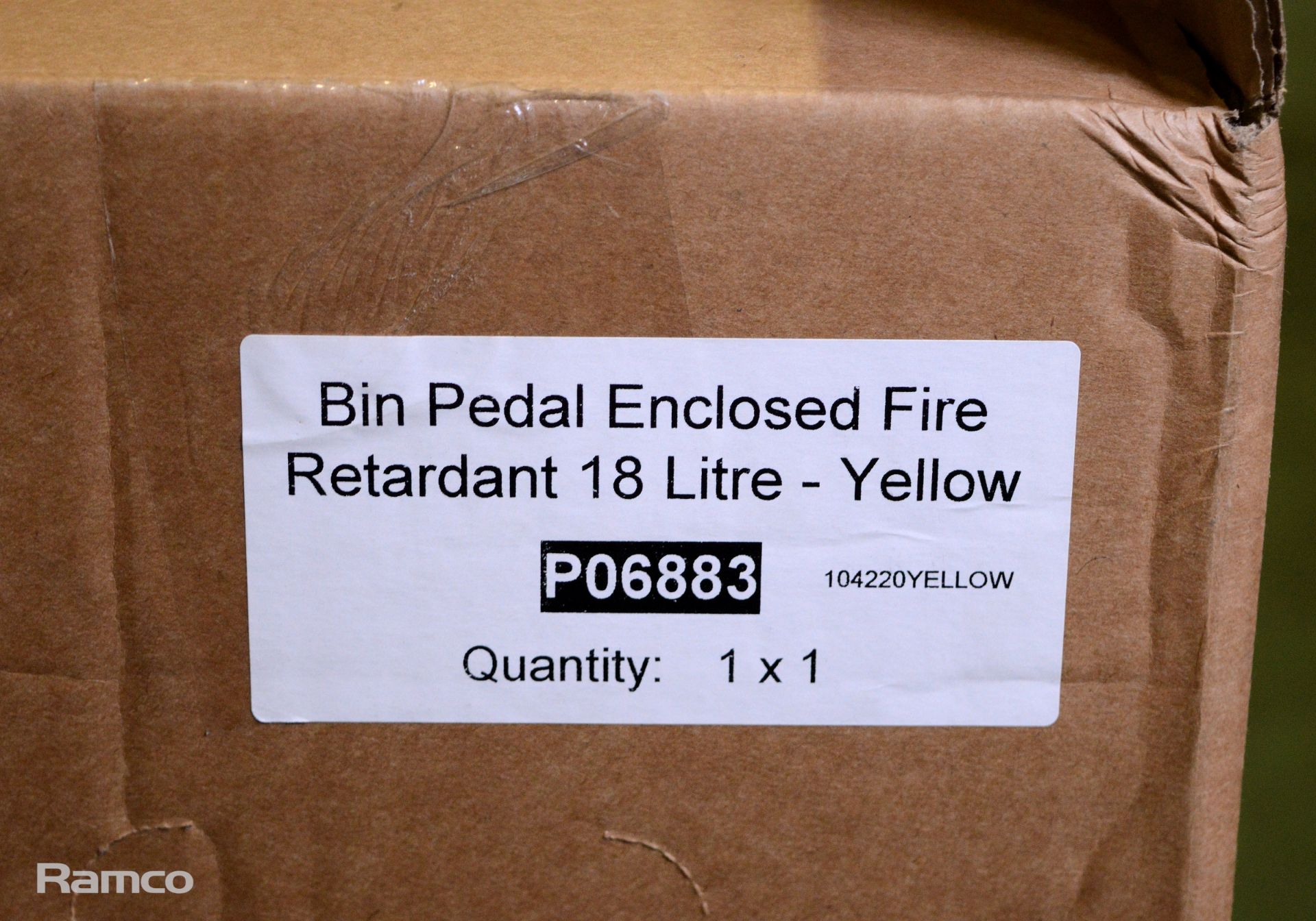 Wybone yellow metal fire retardant bin 18 ltr - Image 2 of 2