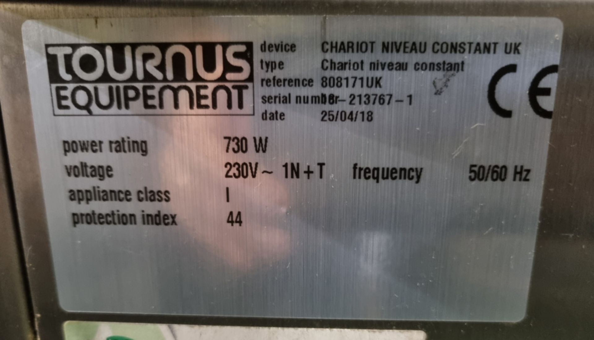 Tournus Equipment Chariot Niveau Constant Single Stack Mobile Heated Plate Dispenser 44x54x108cm - Bild 5 aus 5