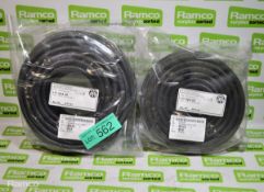 2x Black plastic hoses 1/4 x 1/4 x 15m