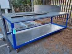 3x Wall mountable stainless steel shelves - 1200 x 300mm (missing hinges)