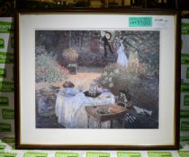 Claude Monet 'The Lunch' Art Print in Wooden Frame - Frame Size: 64x54cm