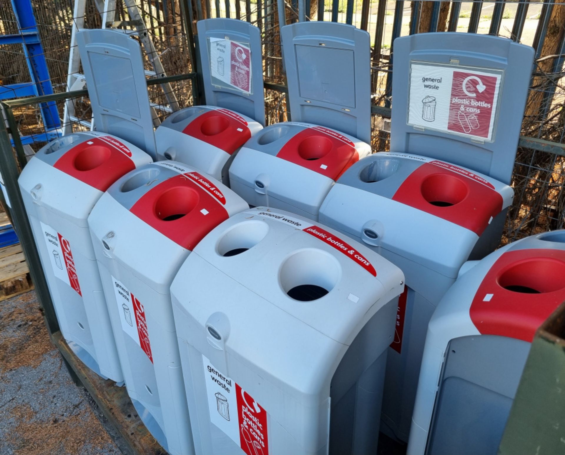 8x Recycling bins - Red - general waste / plastic bottles & cans - Image 2 of 2