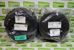 2x Black plastic hoses 1/4 x 1/4 x 15m