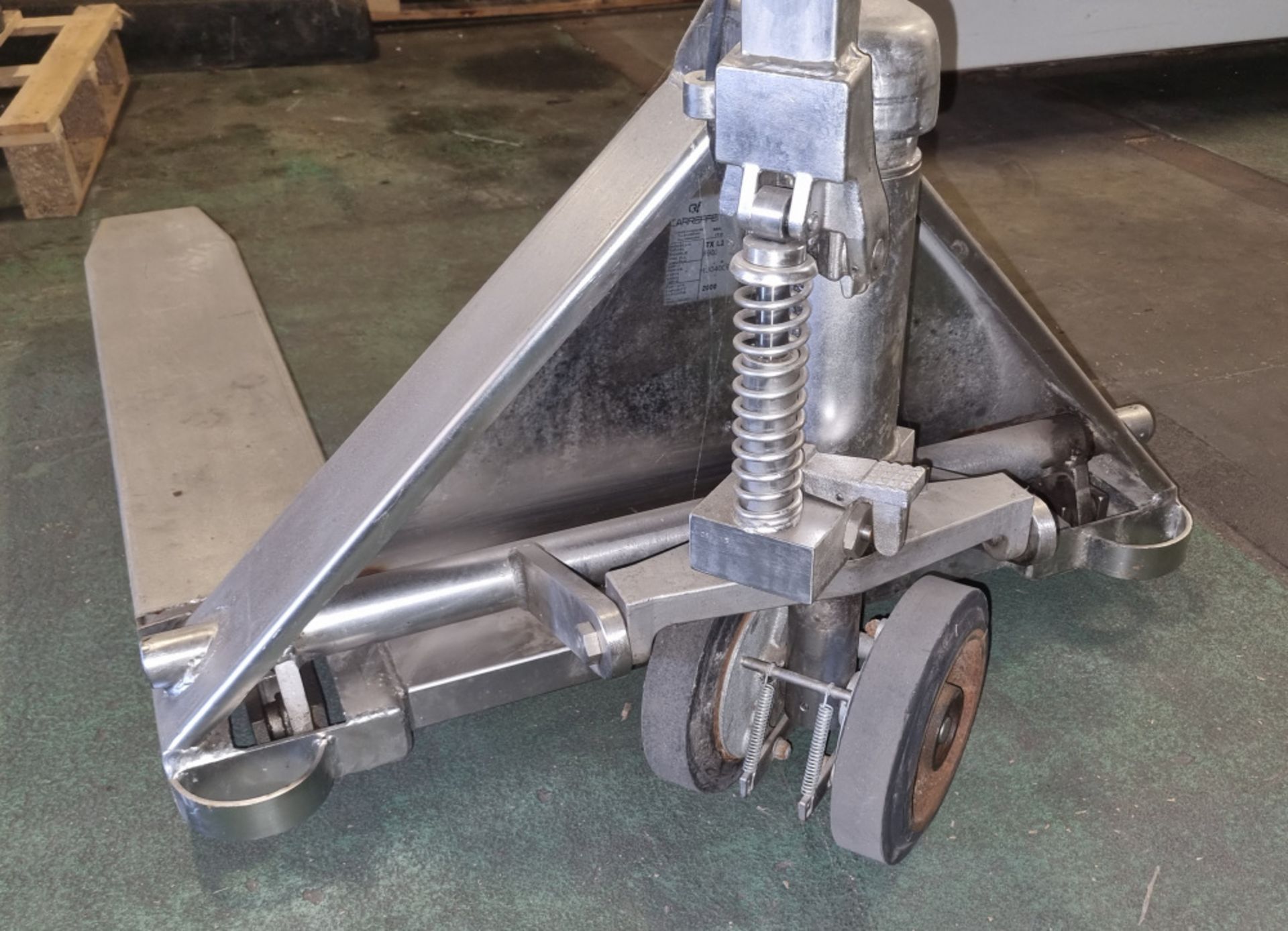 Stainless steel pallet truck with removable fork height extensions Carreffe TX L2 - 2000kg - Image 4 of 4