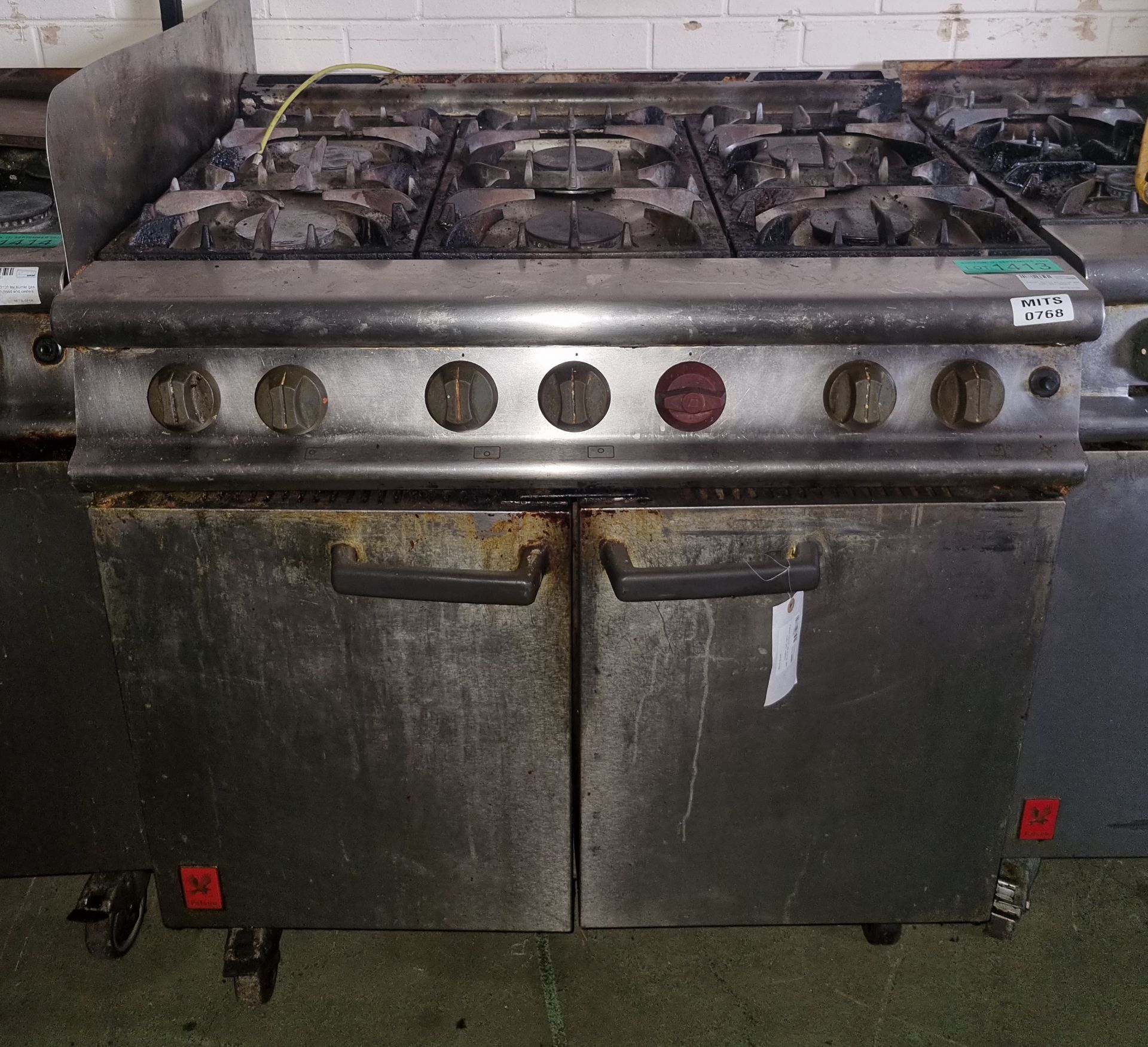 Falcon G3101 six burner gas oven with casters