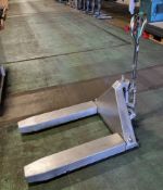 Stainless steel pallet truck with removable fork height extensions Carreffe TX L2 - 2000kg