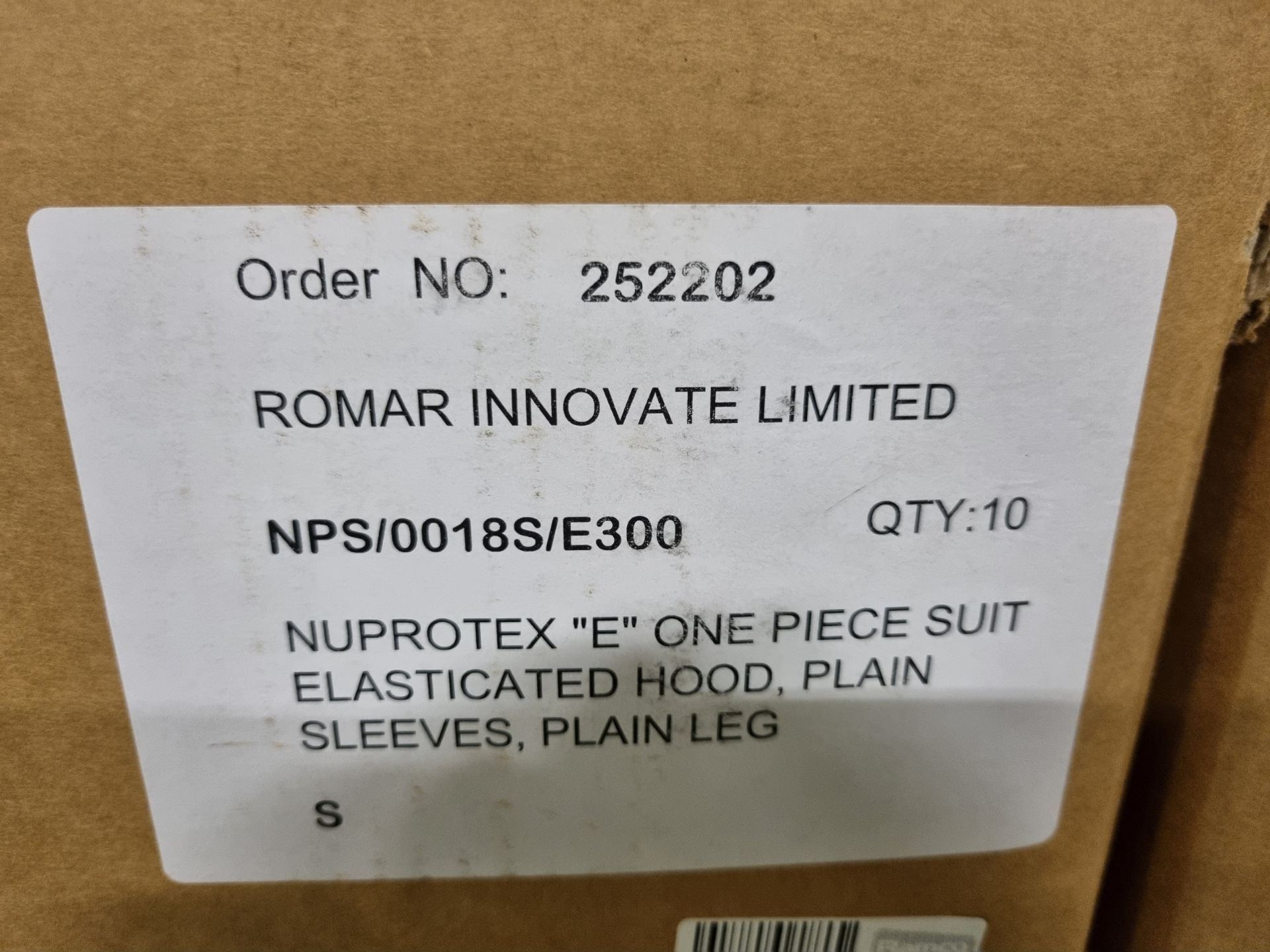 Respirex NPS/0018S/E300 Nuprotex E One Piece Suit Elasticated Hood Plain Sleeve/Leg S - 10 Per Box - Image 2 of 4