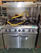 Falcon G3101 six burner gas oven with hood and casters