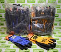 12 pairs Green Jem Arctic Polar ORANGE workwear gloves, 12 pairs Green Jem Medium BLUE workwear