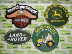 Harley Davidson Cast Sign, Land Rover, John Deere & Michelin Cast Signs