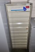 11 drawer filing cabinet - locked, no key - 47x62x132cm