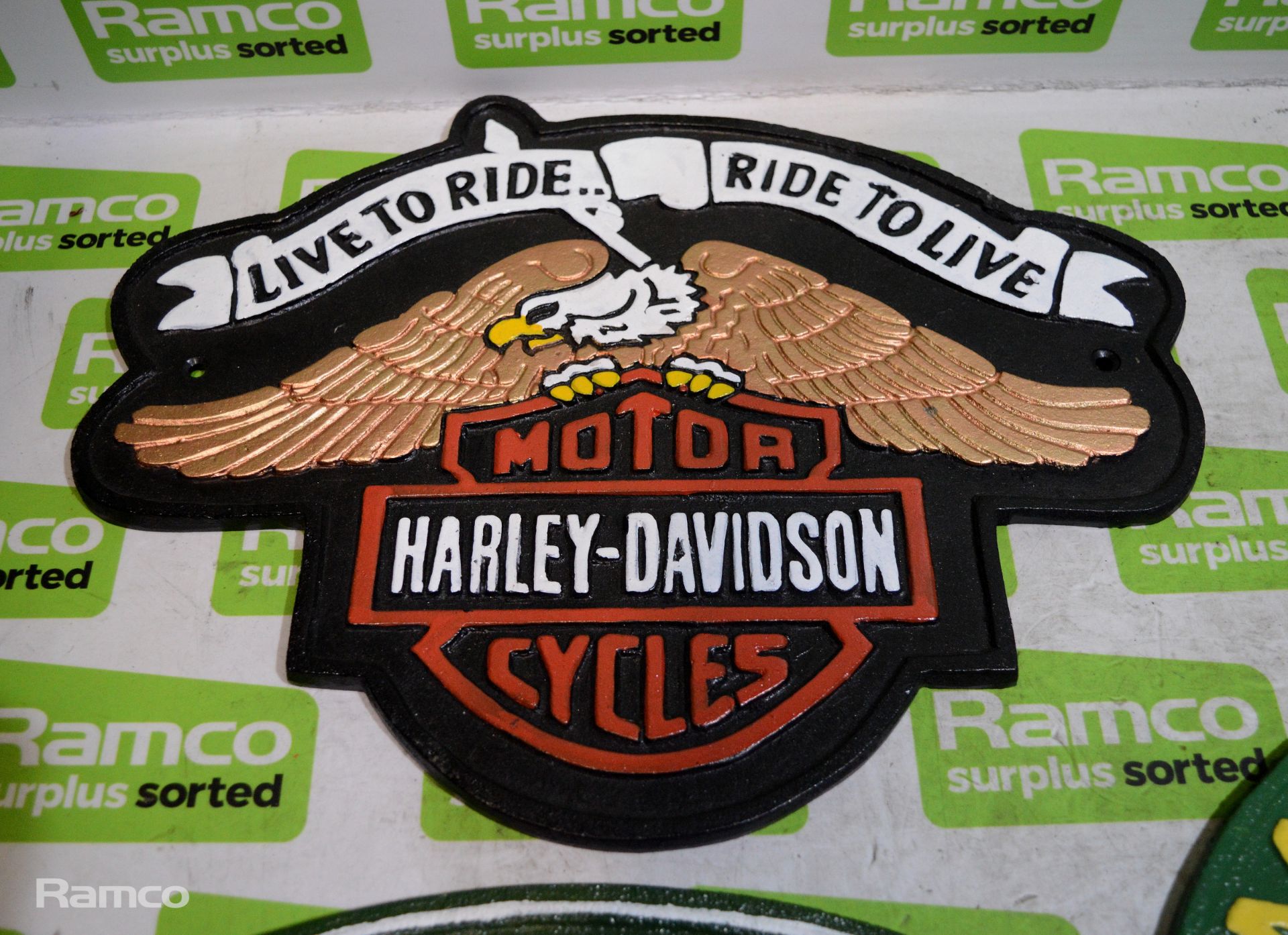 Harley Davidson Cast Sign, Land Rover, John Deere & Michelin Cast Signs - Image 3 of 3