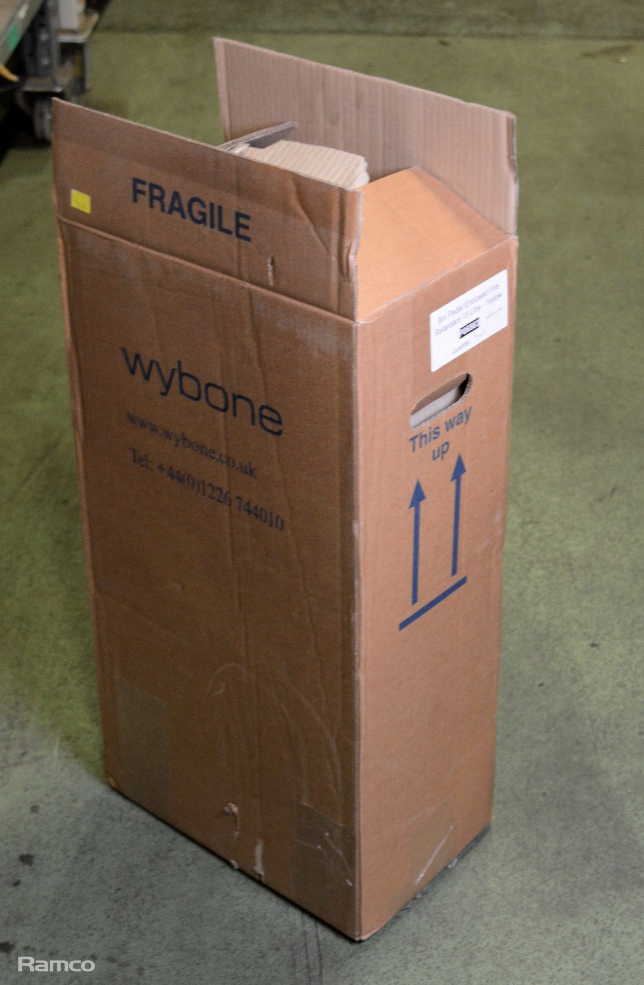 Wybone yellow metal fire retardant bin 18 ltr