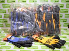 12 pairs Green Jem Arctic Polar ORANGE workwear gloves, 12 pairs Green Jem Medium BLUE workwear