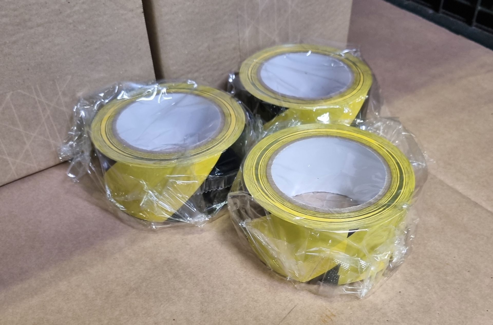 Black and Yellow flagging tape 50mm x 33M - 6 per box - 30 boxes - Image 2 of 3