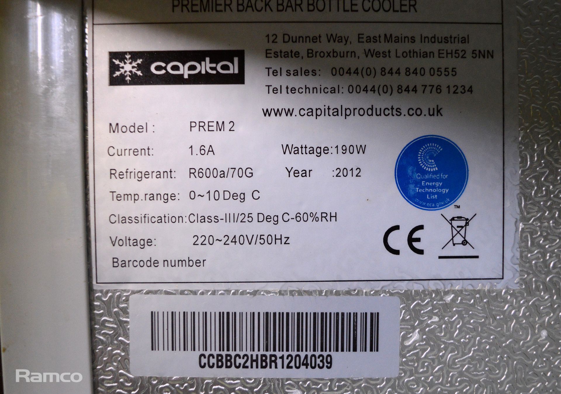 Capital Prem 2 double door bottle cooler - 50x91x90cm - Image 3 of 4