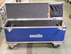 Flight case on castors with microphone stands of assorted makes, types and size - complete and incom