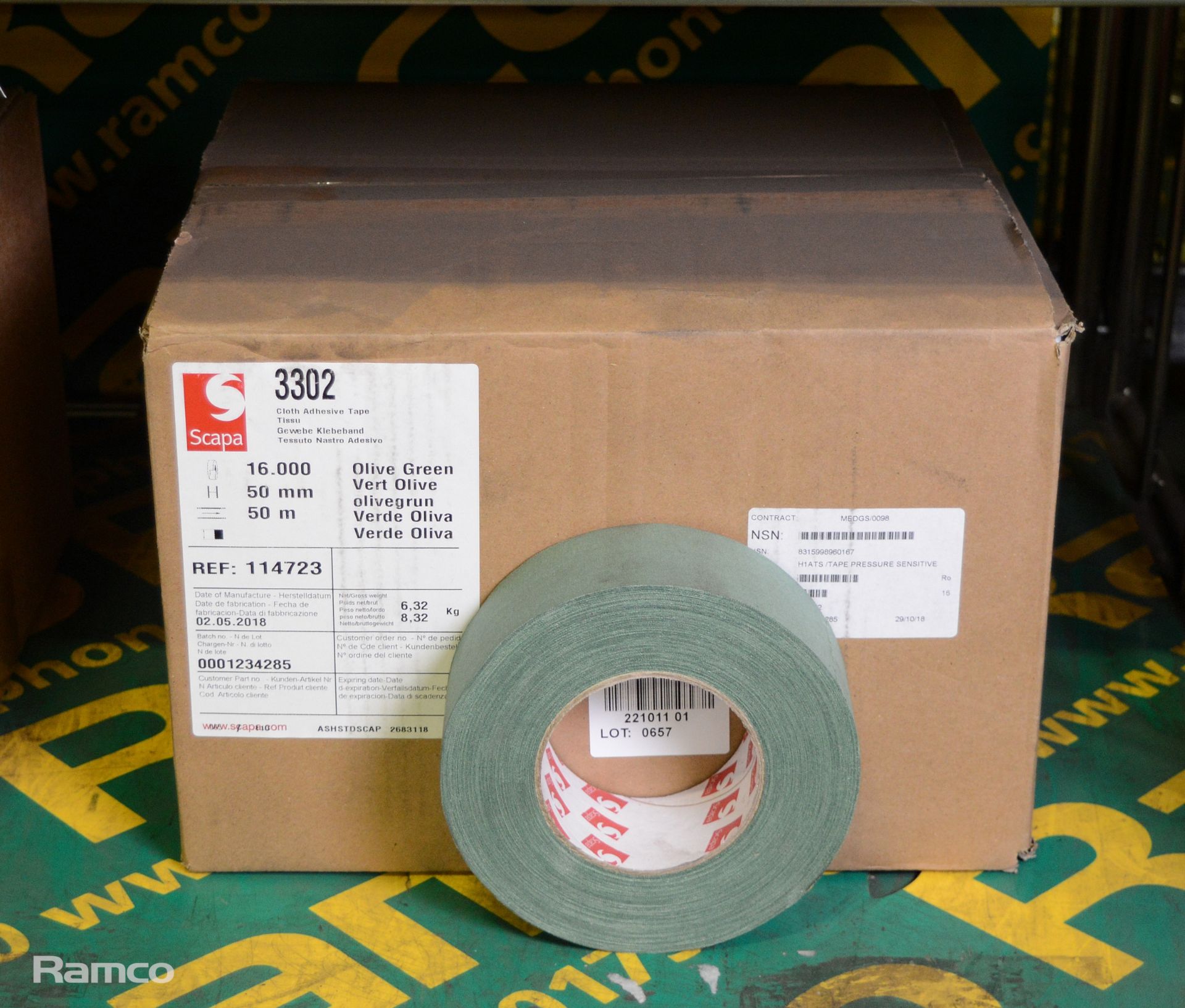 Scapa Cloth Adhesive Tape Olive Green 16 Roll Per Box L50 xW50mm - 1 box