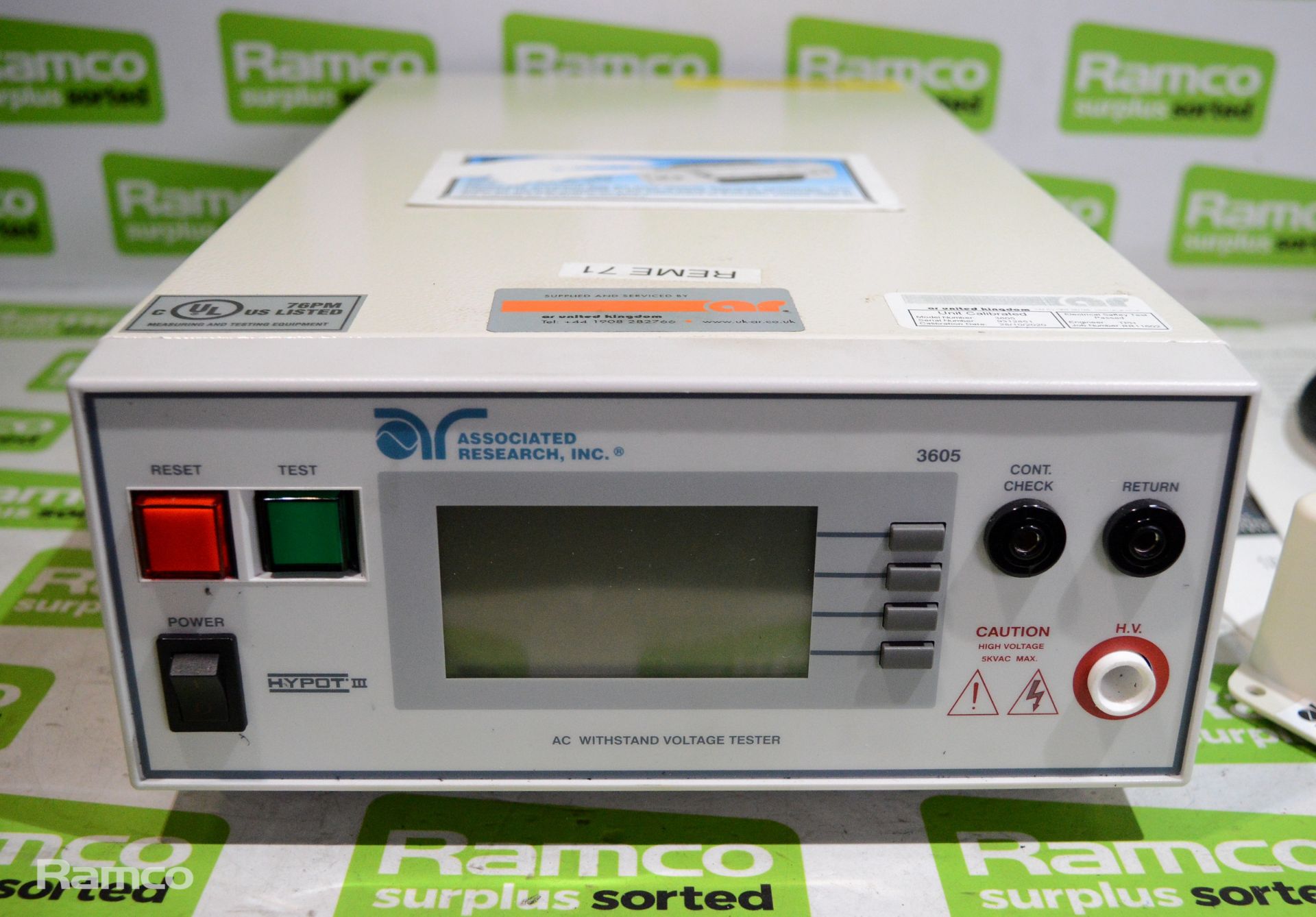 Associated Research inc Hypot III 3605 AC Hipot dielectric withstand tester, in case with accessorie - Image 4 of 9