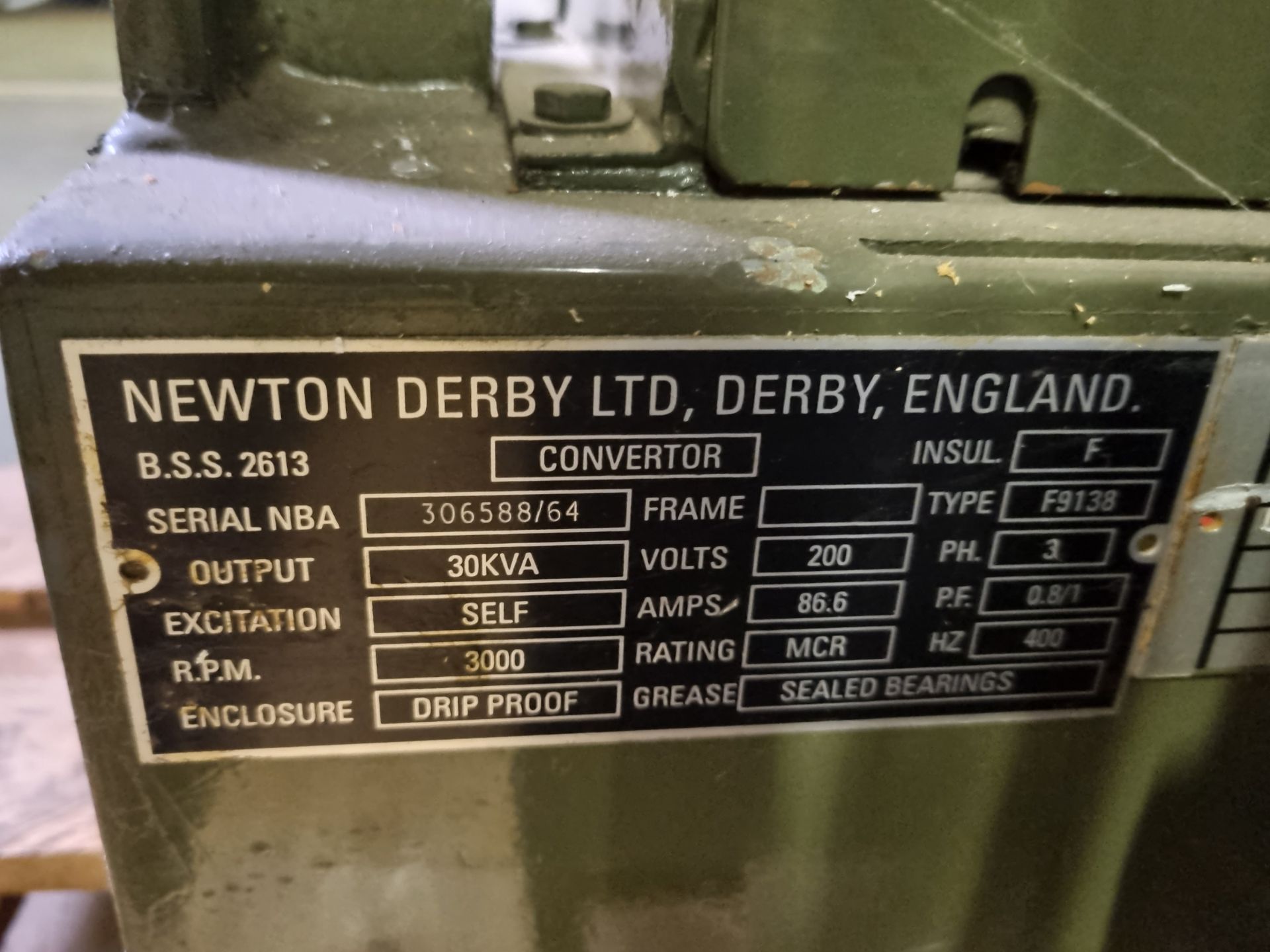Newton Derby Ltd single output 30 kVA frequency converter - serial no: FKR218033 - Image 7 of 7