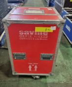 Red health and safety flight case on castors - case dimensions: 60x60x96cm
