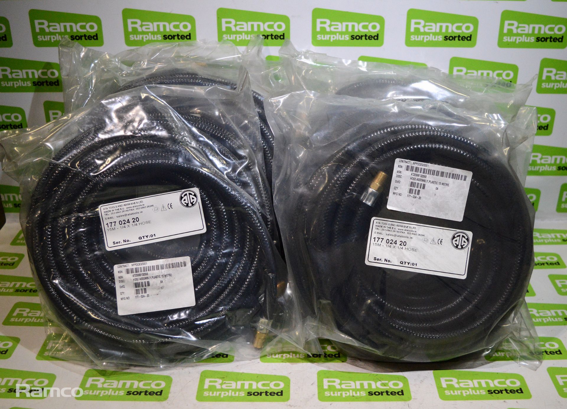 6x Black plastic hose 1/4 x 1/4 x 15m